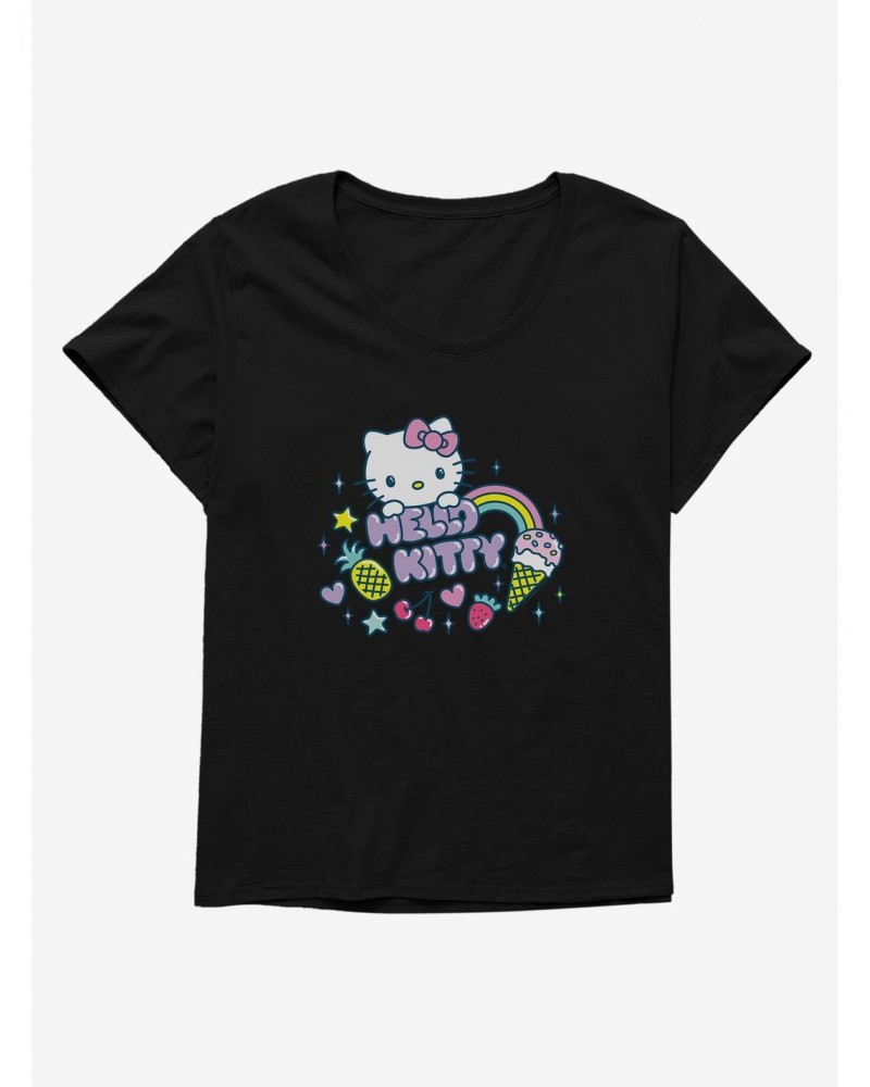 Hello Kitty Kawaii Vacation Sparkle Icon Girls T-Shirt Plus Size $10.76 T-Shirts