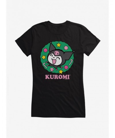 Kuromi Christmas Wreath Girls T-Shirt $5.98 T-Shirts