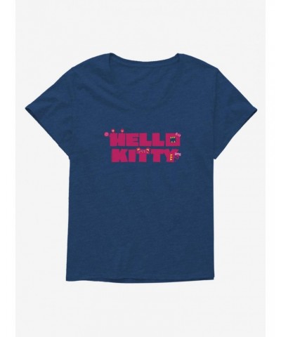 Hello Kitty Sweet Kaiju Stencil Girls T-Shirt Plus Size $9.71 T-Shirts