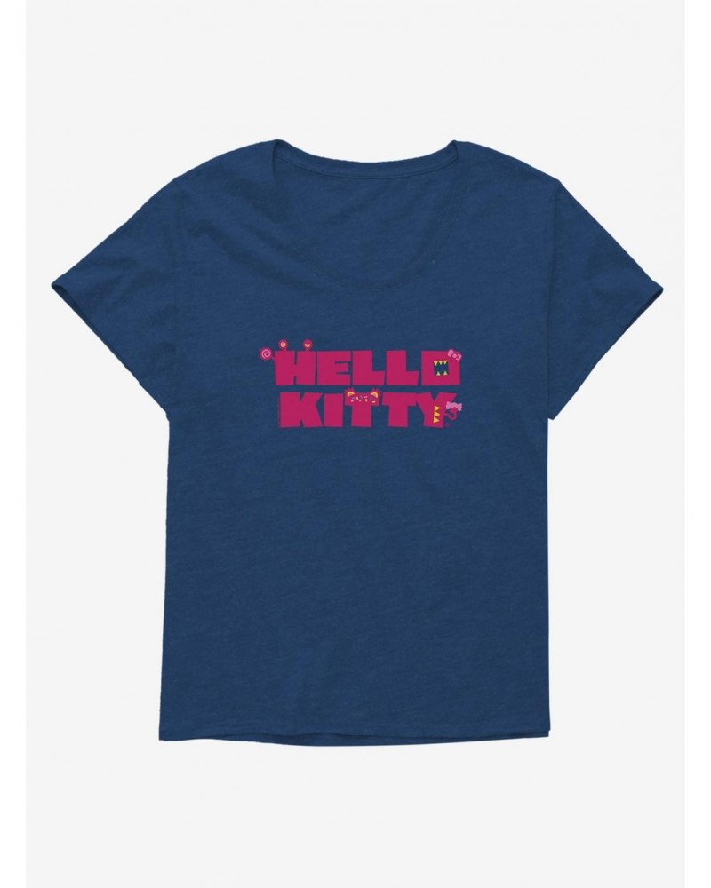 Hello Kitty Sweet Kaiju Stencil Girls T-Shirt Plus Size $9.71 T-Shirts