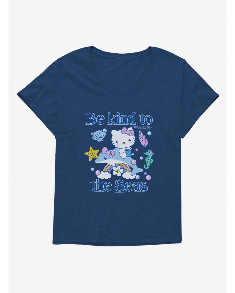 Hello Kitty Be Kind To The Seas Girls T-Shirt Plus Size $9.33 T-Shirts