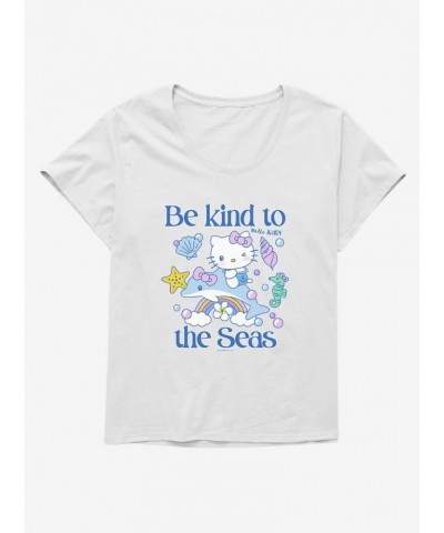 Hello Kitty Be Kind To The Seas Girls T-Shirt Plus Size $9.33 T-Shirts