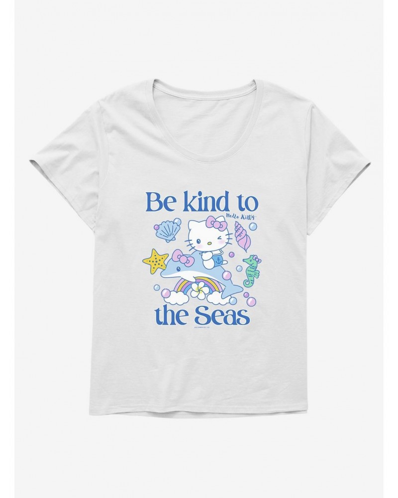 Hello Kitty Be Kind To The Seas Girls T-Shirt Plus Size $9.33 T-Shirts