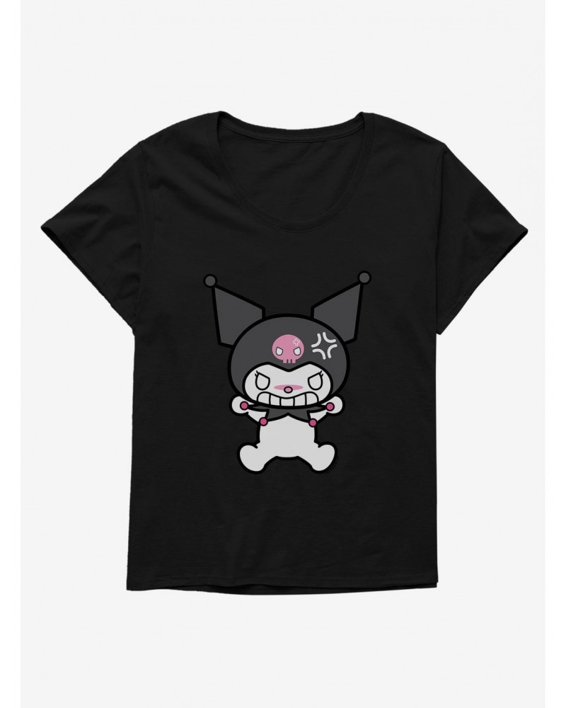 Kuromi Angry Grin Girls T-Shirt Plus Size $8.32 T-Shirts