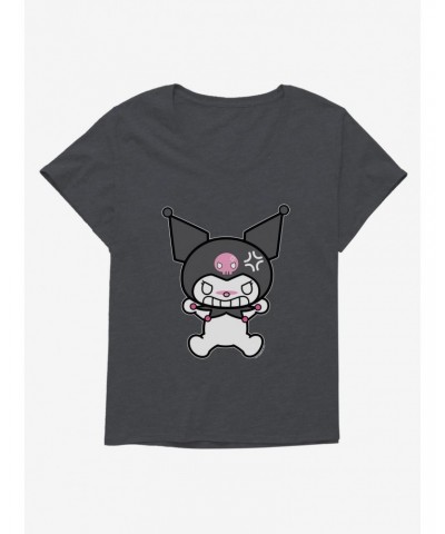 Kuromi Angry Grin Girls T-Shirt Plus Size $8.32 T-Shirts