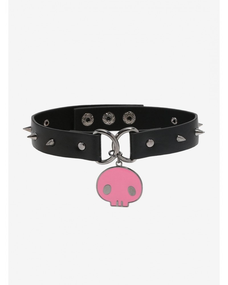 Kuromi Pink Skull Spiked Choker $5.81 Chokers