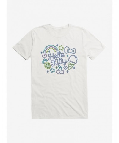 Hello Kitty Kawaii Vacation Neon Logo T-Shirt $7.27 T-Shirts