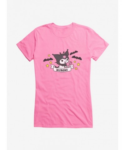 Kuromi Halloween Stars and Bats Girls T-Shirt $9.36 T-Shirts