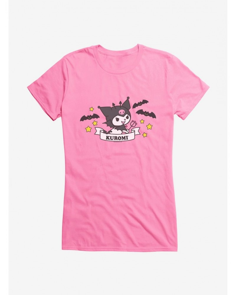 Kuromi Halloween Stars and Bats Girls T-Shirt $9.36 T-Shirts