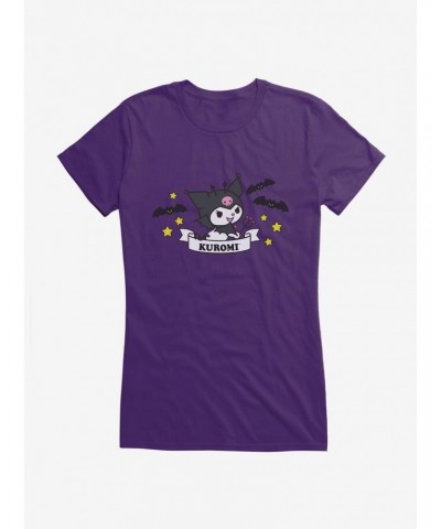 Kuromi Halloween Stars and Bats Girls T-Shirt $9.36 T-Shirts