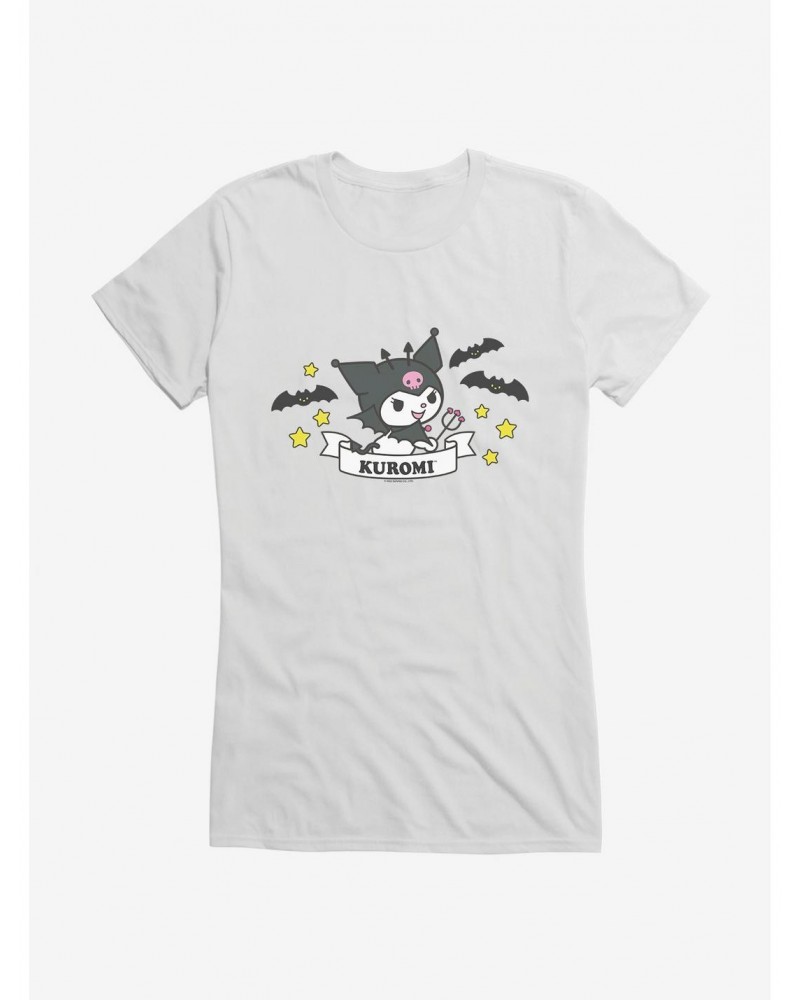 Kuromi Halloween Stars and Bats Girls T-Shirt $9.36 T-Shirts