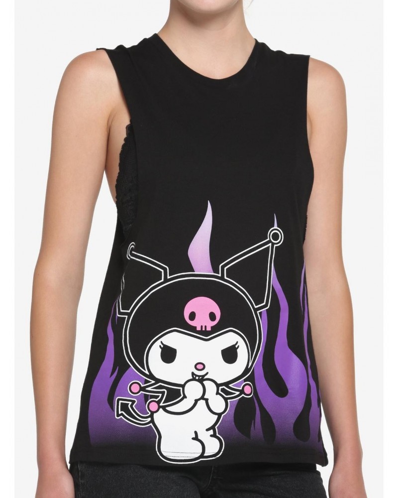 Kuromi Purple Flames Girls Muscle Tank Top $10.92 Tops