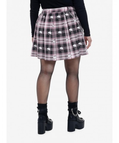 Hello Kitty Black & Pink Plaid Pleated Skirt Plus Size $16.52 Skirts