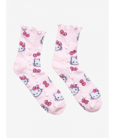 Hello Kitty Faces & Bows Lettuce Trim Ankle Socks $2.32 Socks