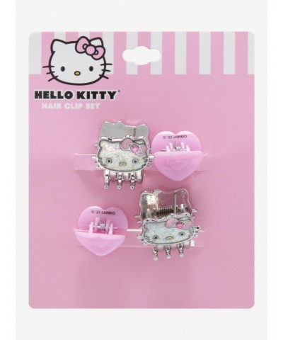 Hello Kitty Glitter Heart Hair Clip Set $6.19 Clip Set