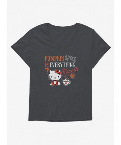 Hello Kitty Pumpkin Spice & Everything Nice Girls T-Shirt Plus Size $8.85 T-Shirts