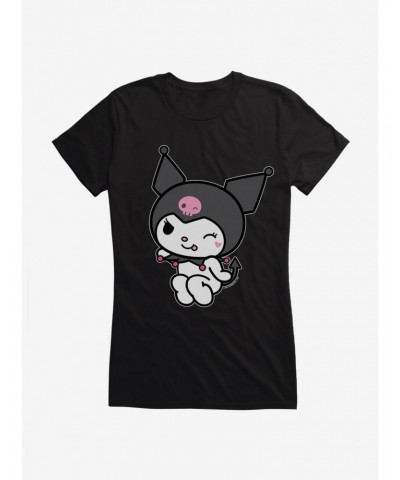 Kuromi Flirty Wink Girls T-Shirt $6.37 T-Shirts