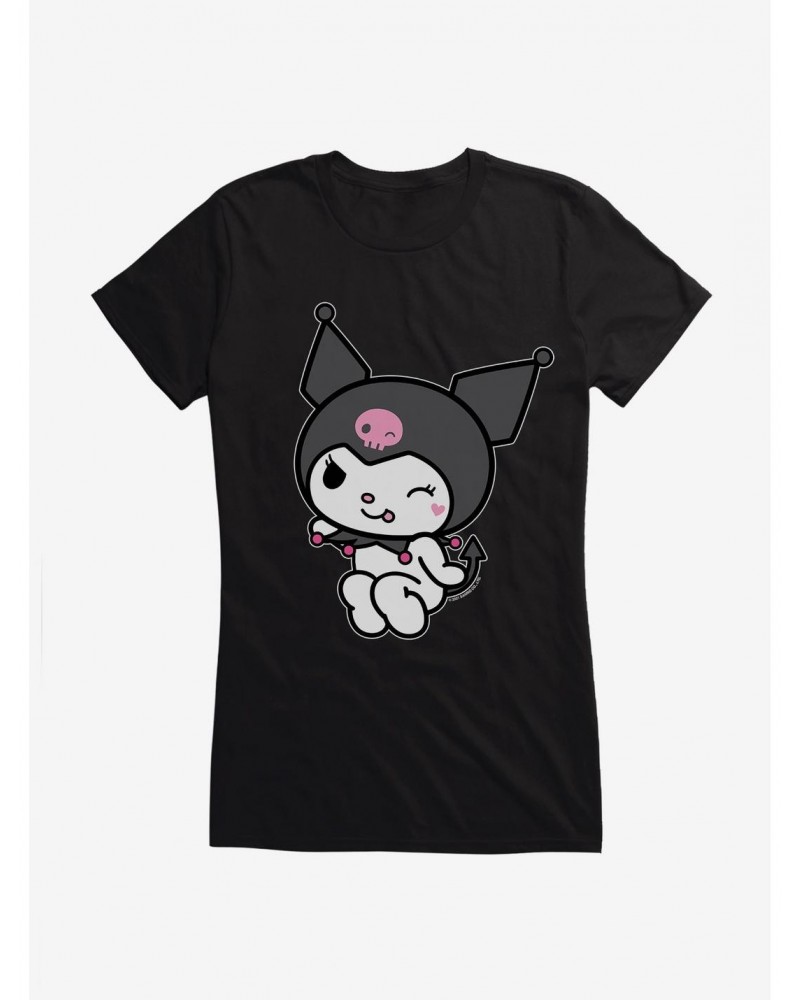 Kuromi Flirty Wink Girls T-Shirt $6.37 T-Shirts