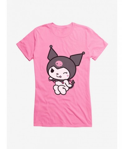 Kuromi Flirty Wink Girls T-Shirt $6.37 T-Shirts