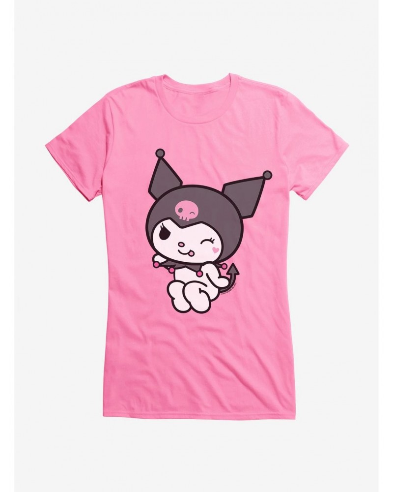 Kuromi Flirty Wink Girls T-Shirt $6.37 T-Shirts