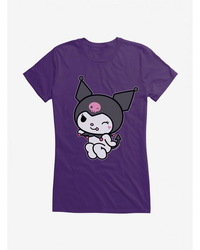 Kuromi Flirty Wink Girls T-Shirt $6.37 T-Shirts