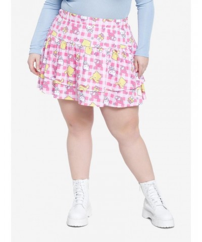 Hello Kitty And Friends Checkered Tiered Mini Skirt Plus Size $17.96 Skirts