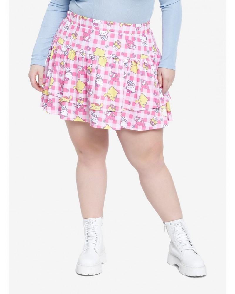 Hello Kitty And Friends Checkered Tiered Mini Skirt Plus Size $17.96 Skirts