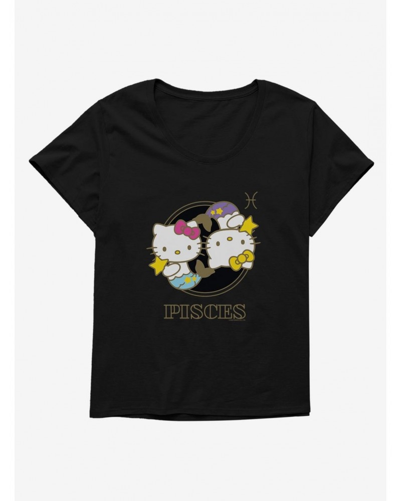 Hello Kitty Star Sign Pisces Stencil Girls T-Shirt Plus Size $11.56 T-Shirts