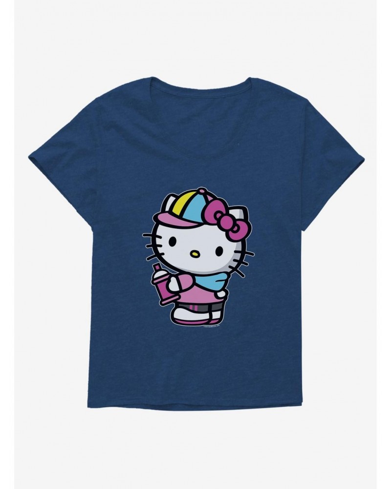 Hello Kitty Spray Can Side Girls T-Shirt Plus Size $8.79 T-Shirts