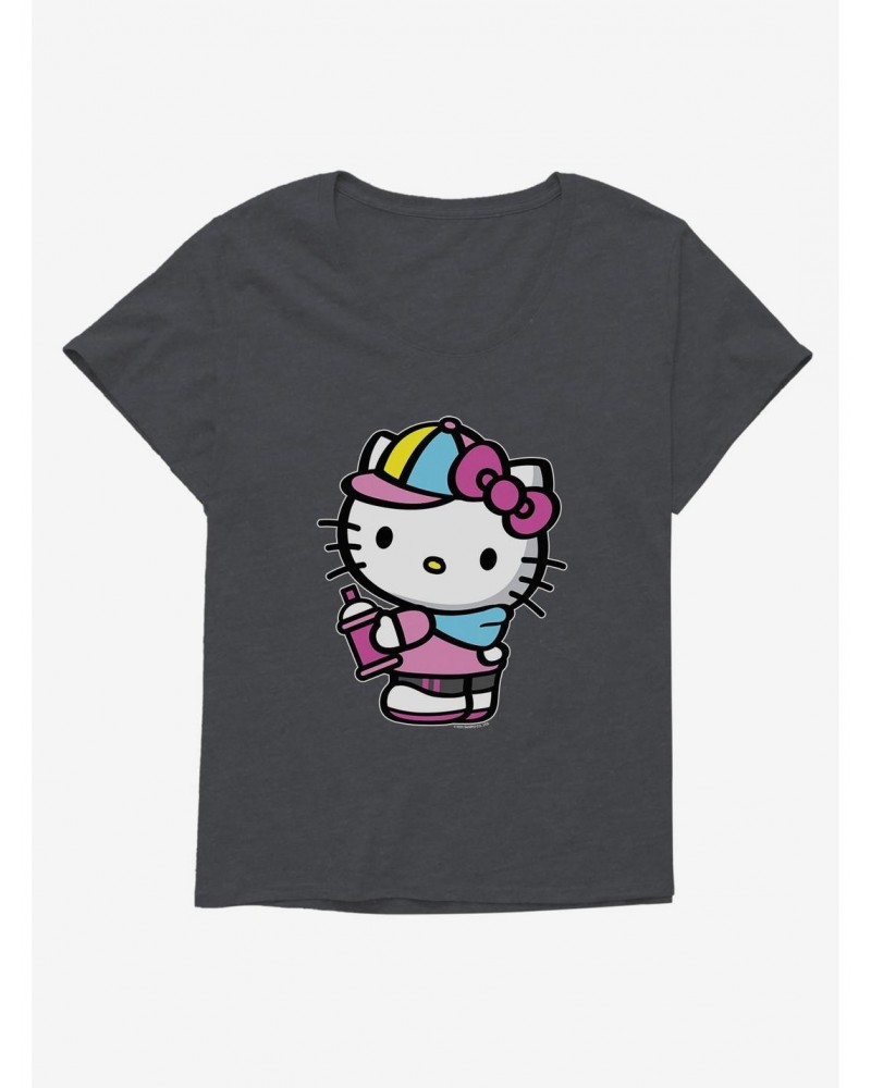 Hello Kitty Spray Can Side Girls T-Shirt Plus Size $8.79 T-Shirts