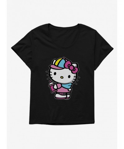 Hello Kitty Spray Can Side Girls T-Shirt Plus Size $8.79 T-Shirts