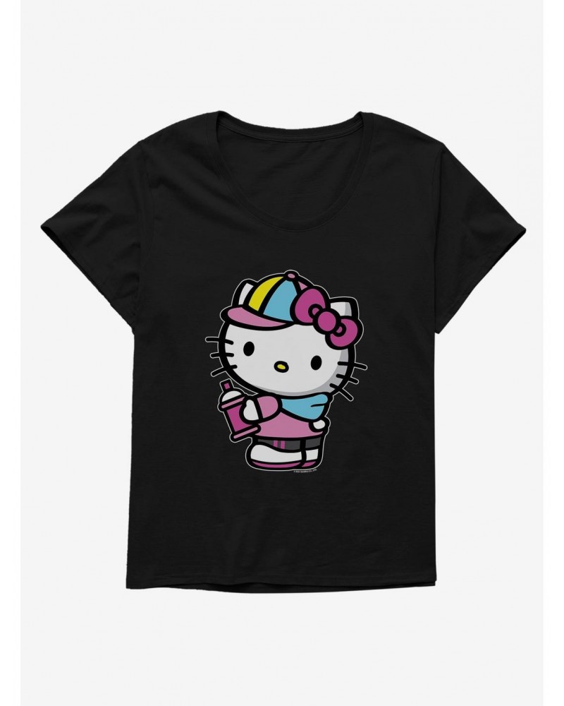 Hello Kitty Spray Can Side Girls T-Shirt Plus Size $8.79 T-Shirts