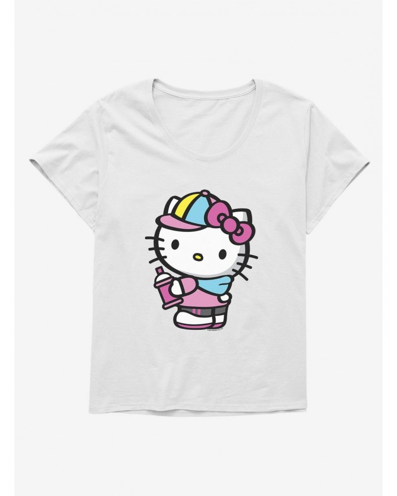 Hello Kitty Spray Can Side Girls T-Shirt Plus Size $8.79 T-Shirts