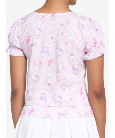 Hello Kitty And Friends Pastel Ruffle Girls Button-Up Top $8.20 Tops