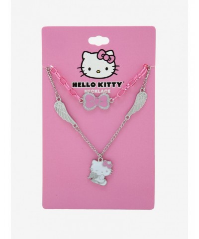 Hello Kitty Pink Chain & Wings Layered Necklace $5.45 Necklaces