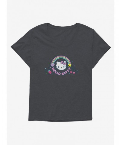 Hello Kitty Kawaii Vacation Rainbow Logo Girls T-Shirt Plus Size $10.52 T-Shirts