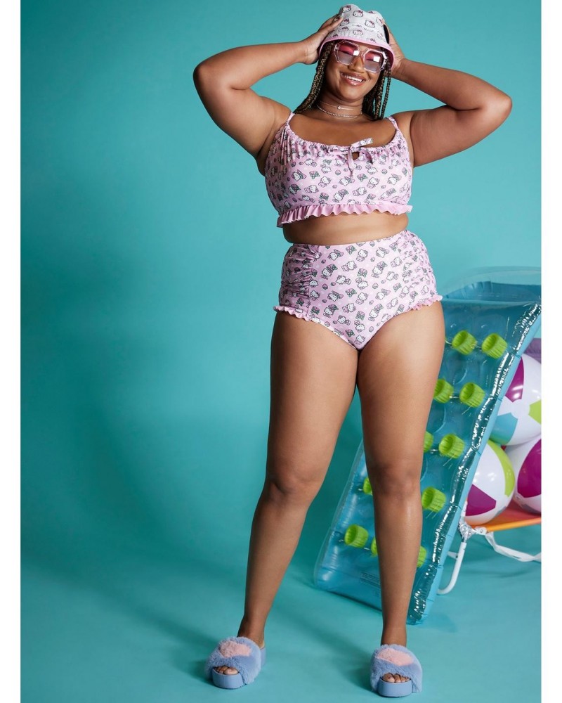 Hello Kitty Strawberry High-Waisted Swim Bottoms Plus Size $11.56 Bottoms