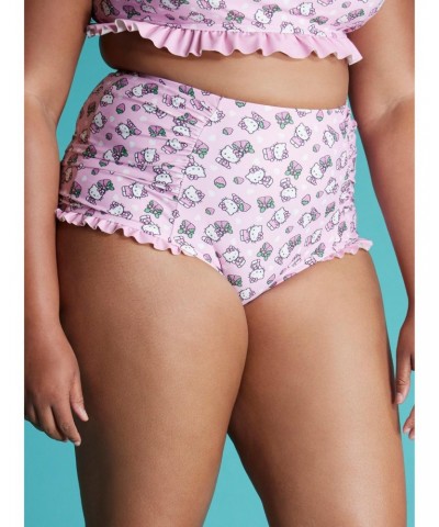 Hello Kitty Strawberry High-Waisted Swim Bottoms Plus Size $11.56 Bottoms