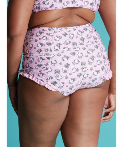 Hello Kitty Strawberry High-Waisted Swim Bottoms Plus Size $11.56 Bottoms