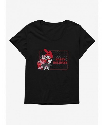 My Melody & Kuromi Holiday Presents Ugly Christmas Girls T-Shirt Plus Size $9.33 T-Shirts