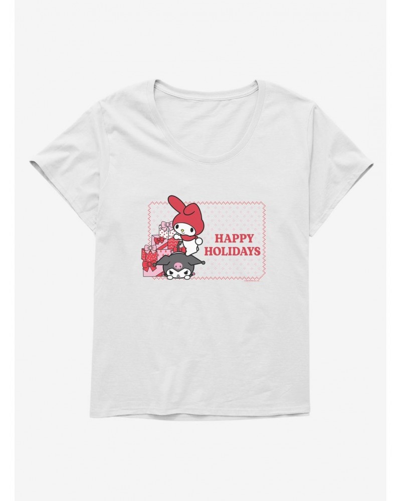 My Melody & Kuromi Holiday Presents Ugly Christmas Girls T-Shirt Plus Size $9.33 T-Shirts