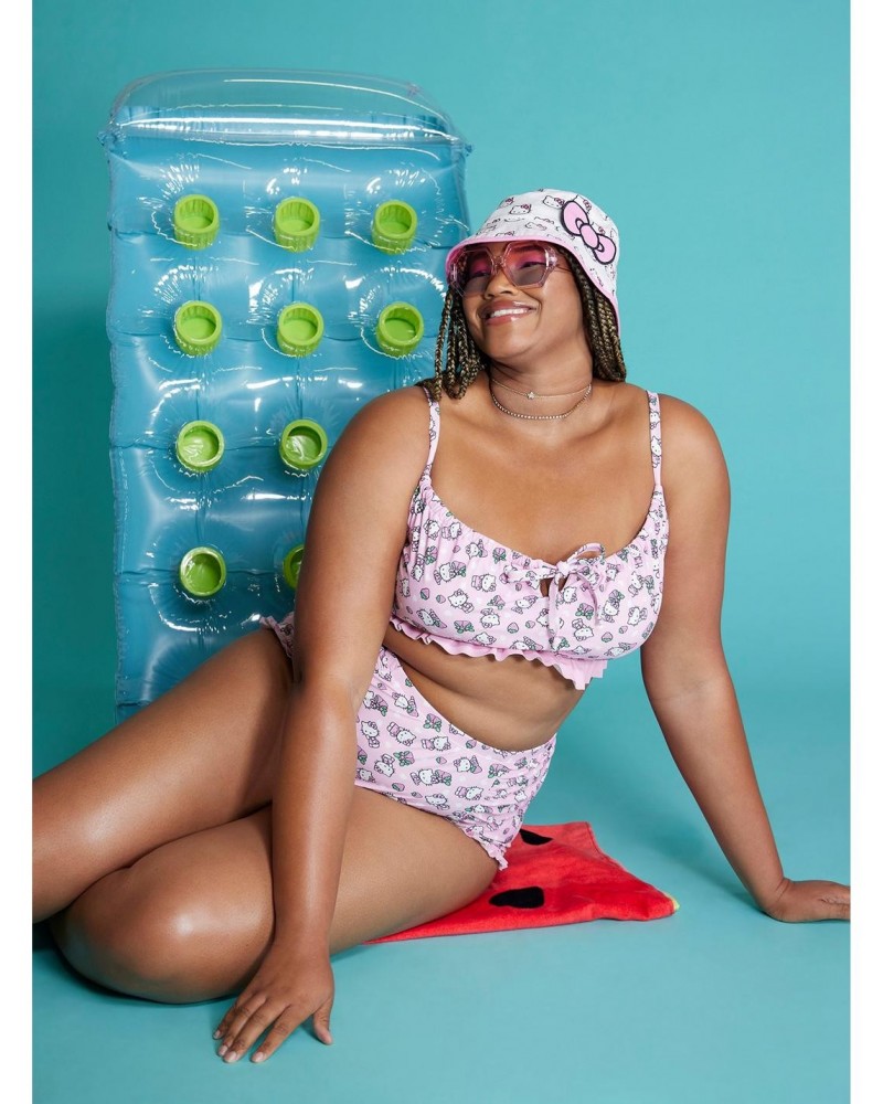 Hello Kitty Strawberry Ruffle Swim Top Plus Size $11.10 Tops