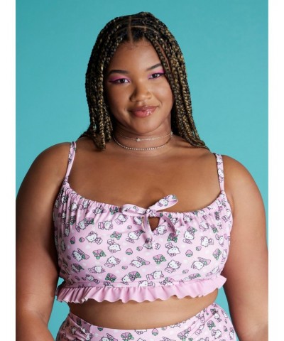 Hello Kitty Strawberry Ruffle Swim Top Plus Size $11.10 Tops