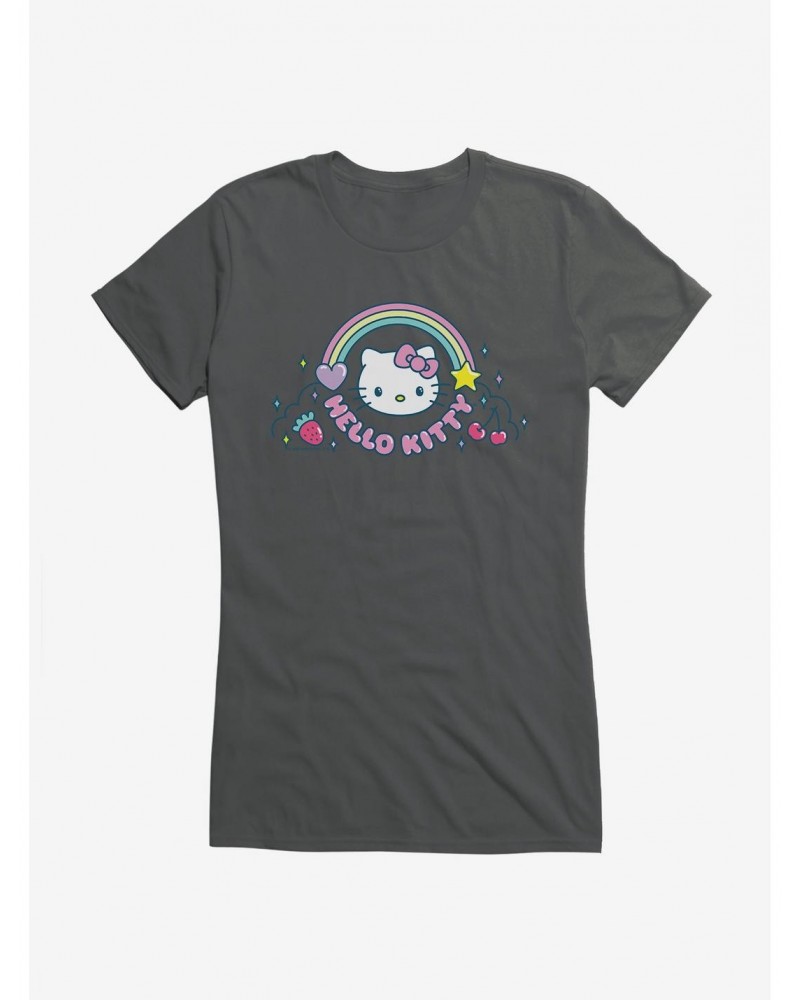 Hello Kitty Kawaii Vacation Rainbow Logo Girls T-Shirt $6.57 T-Shirts