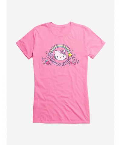 Hello Kitty Kawaii Vacation Rainbow Logo Girls T-Shirt $6.57 T-Shirts