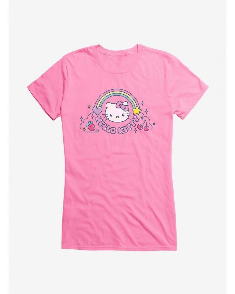 Hello Kitty Kawaii Vacation Rainbow Logo Girls T-Shirt $6.57 T-Shirts