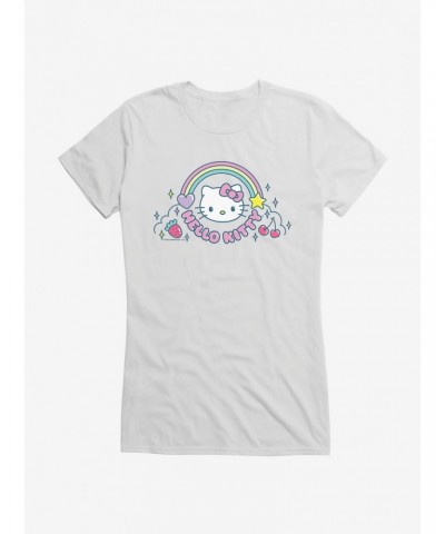 Hello Kitty Kawaii Vacation Rainbow Logo Girls T-Shirt $6.57 T-Shirts