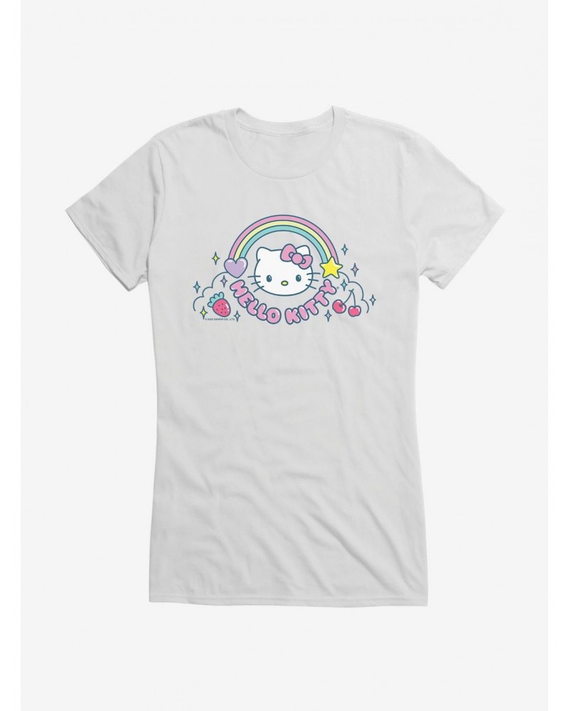 Hello Kitty Kawaii Vacation Rainbow Logo Girls T-Shirt $6.57 T-Shirts