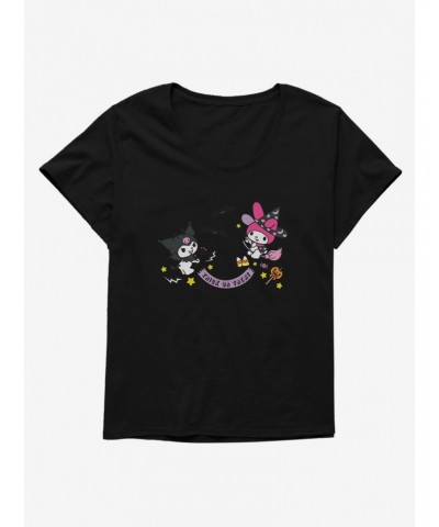 My Melody And Kuromi Halloween All Together Girls T-Shirt Plus Size $10.76 T-Shirts