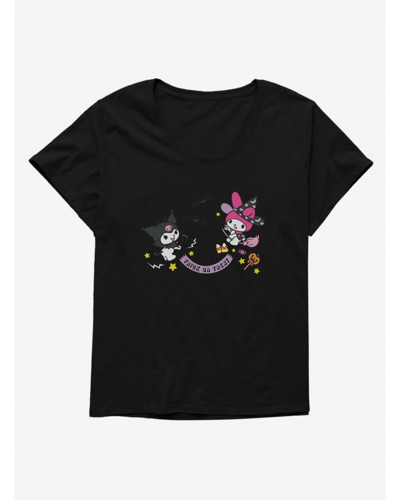 My Melody And Kuromi Halloween All Together Girls T-Shirt Plus Size $10.76 T-Shirts